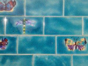 Butterfly & Dragonfly tiles with plain Jade tiles.