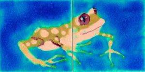 2 tile Brown Tree frog mural