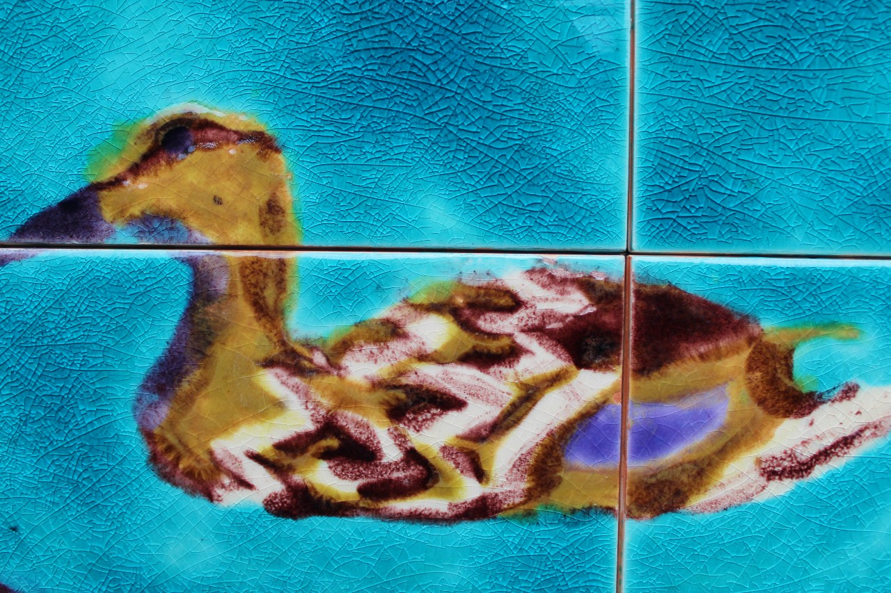 Hand painted decorative Duck tile mural