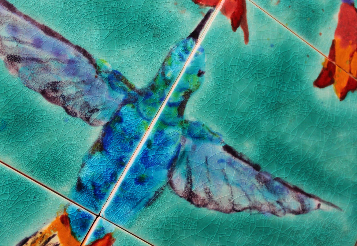 Hand painted picture art Hummingbird tile mural