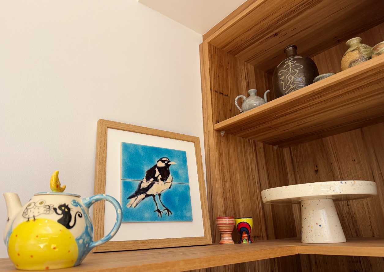 magpie lark in kitchen Hand painted Bird gift art tile