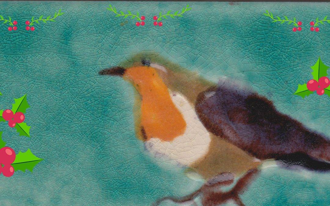 Decorative hand painted Robin tile