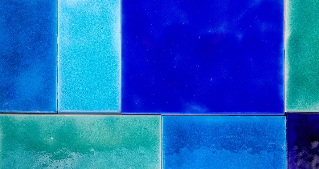 hand glazed blue tiles