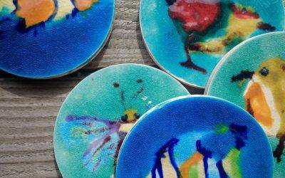 NEW! Hand made tile coasters make gorgeous gifts!