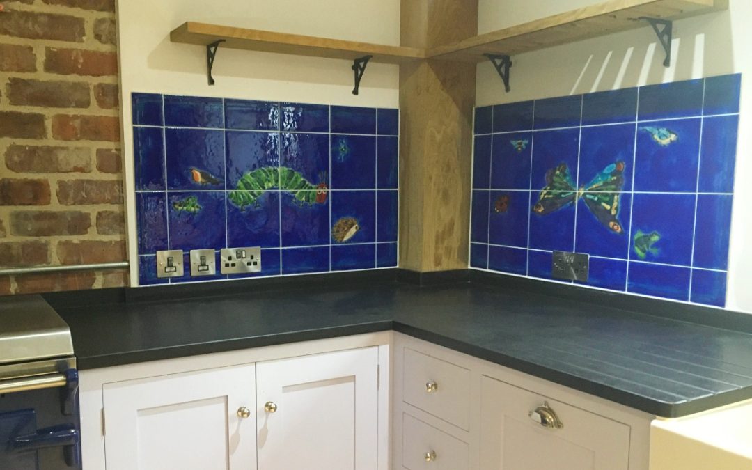 decorative custom made kitchen tile splashback