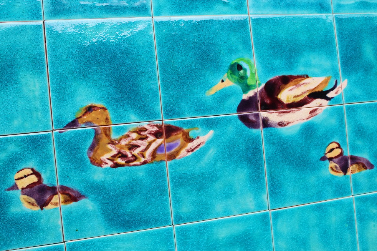 Art tile mural of Ducks