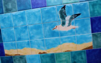 Artisan hand decorated kitchen tile splashback – bring the beach to you  …