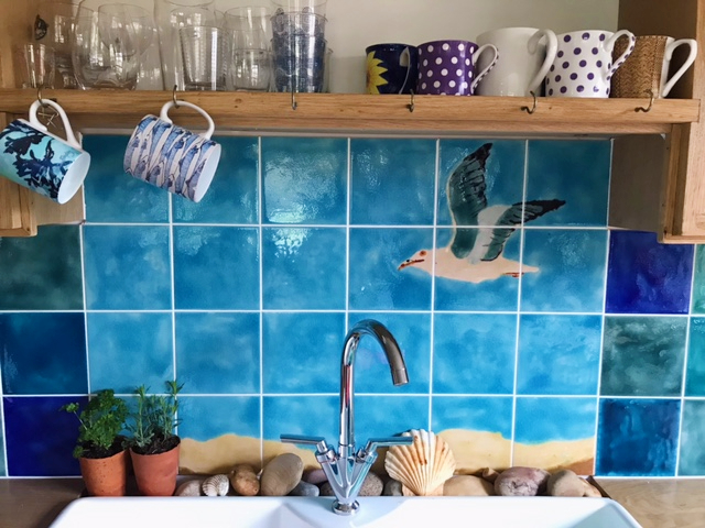 Artisan kitchen tile splashback mural