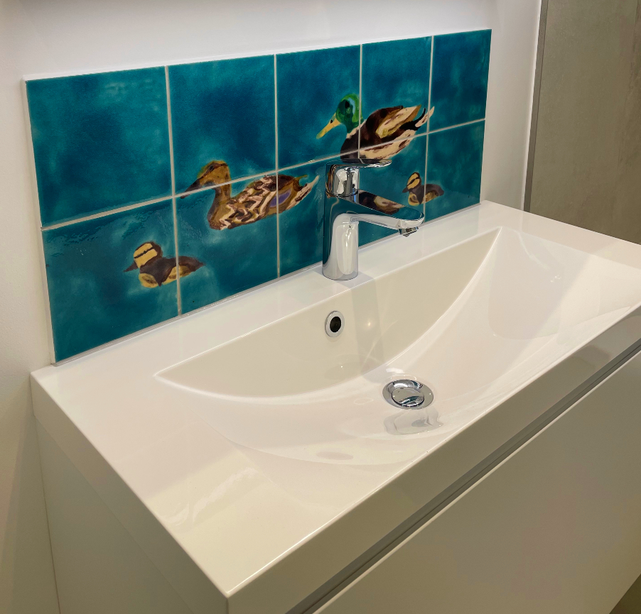 Artisan Duck tile bathroom splashback mural