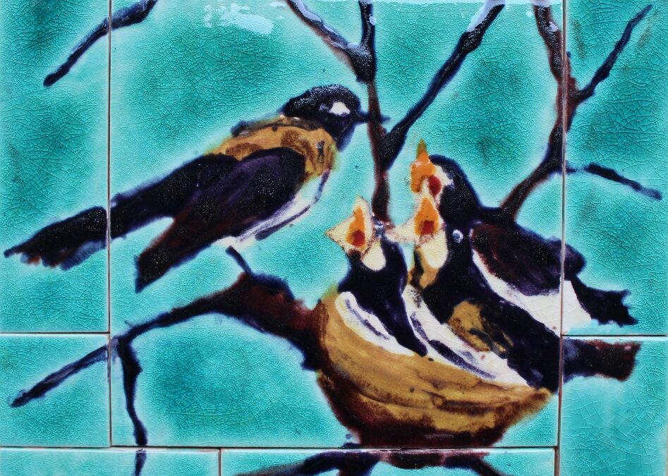 A unique way of using our hand decorated Bird art tiles- wow !