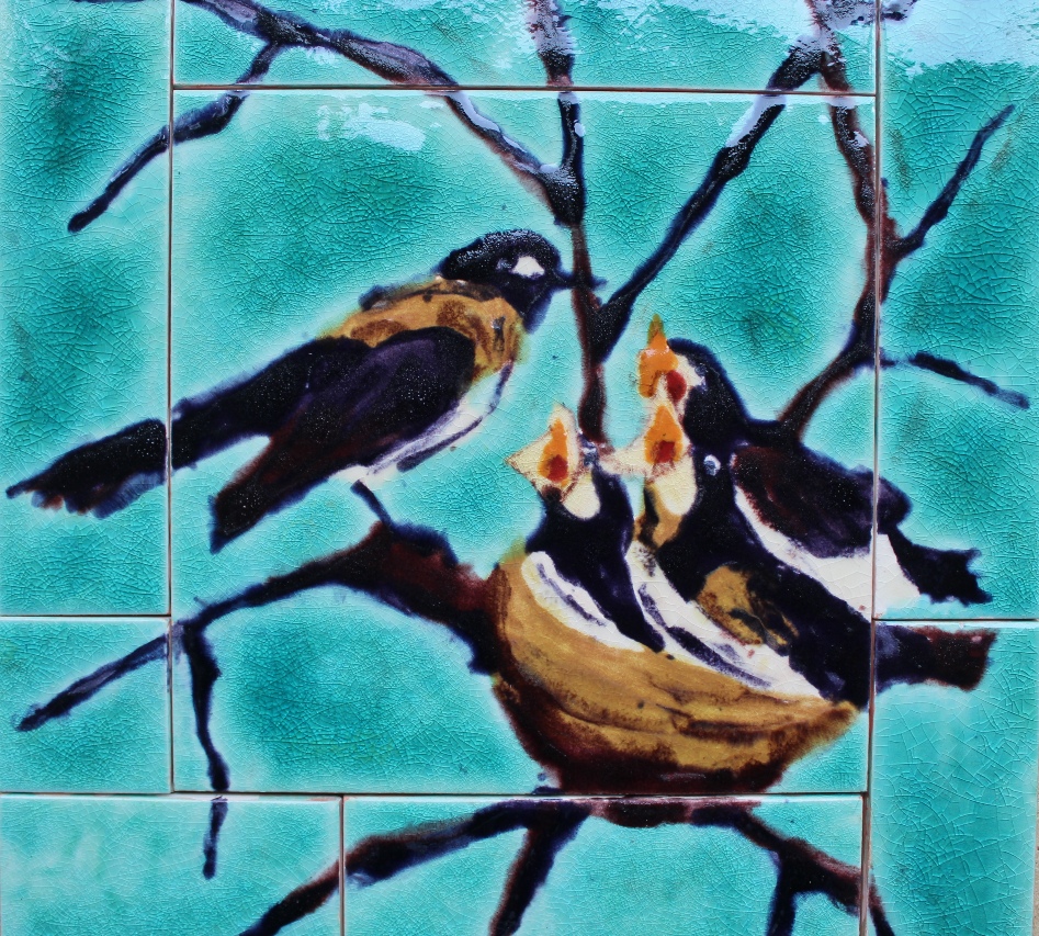 Custom made Birds & nest splashback tiles