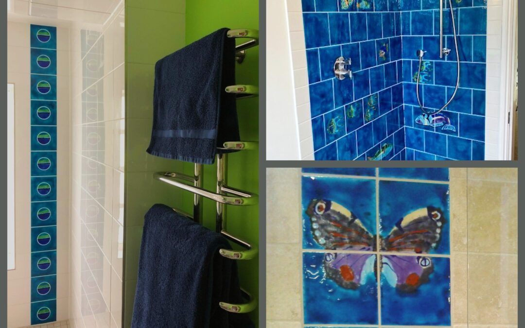 Made in England – gorgeous handpainted decorative tiles for bathroom splashbacks :)