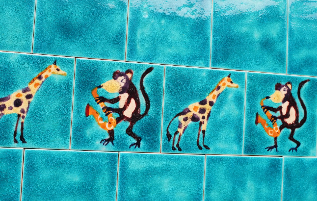 bespoke monkey & giraffe B.Reyves order Custom made Monkey & Giraffe art tiles