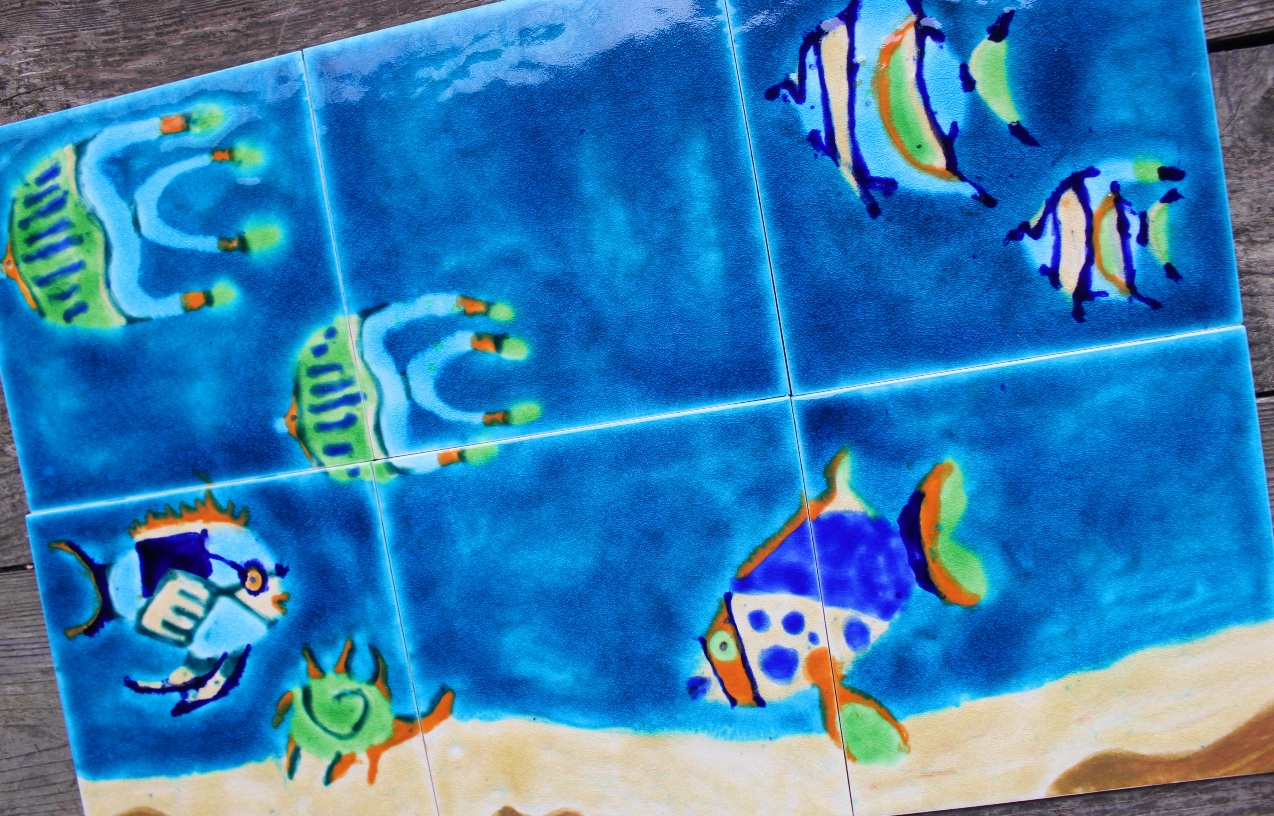 bespoke Spencer 6 tile fish panel uk made bespoke artisan fish tile splashback mural