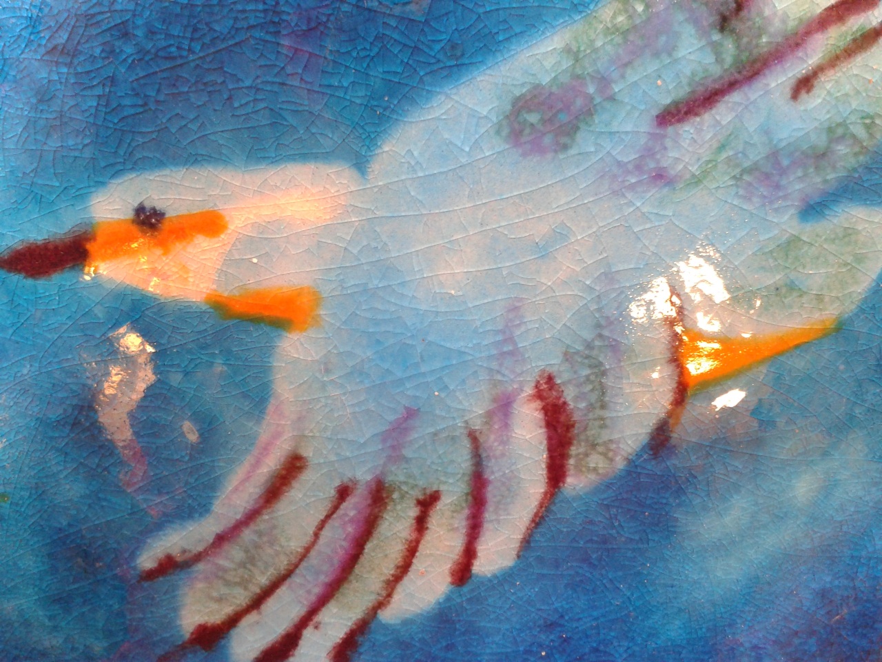 hand painted Kingfisher bird tile