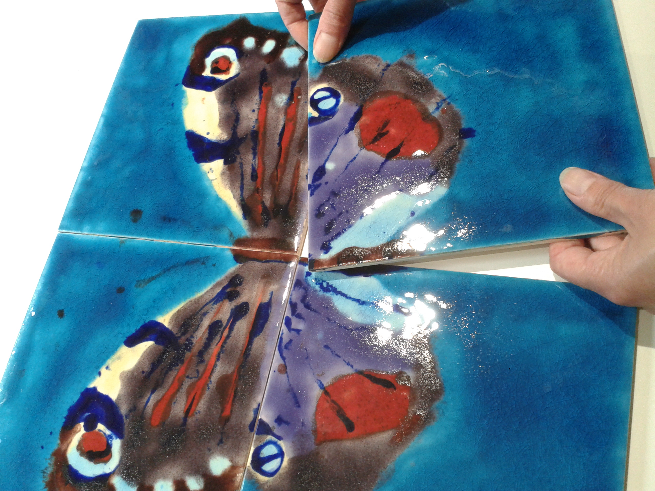 Hand painted Butterfly tile mural